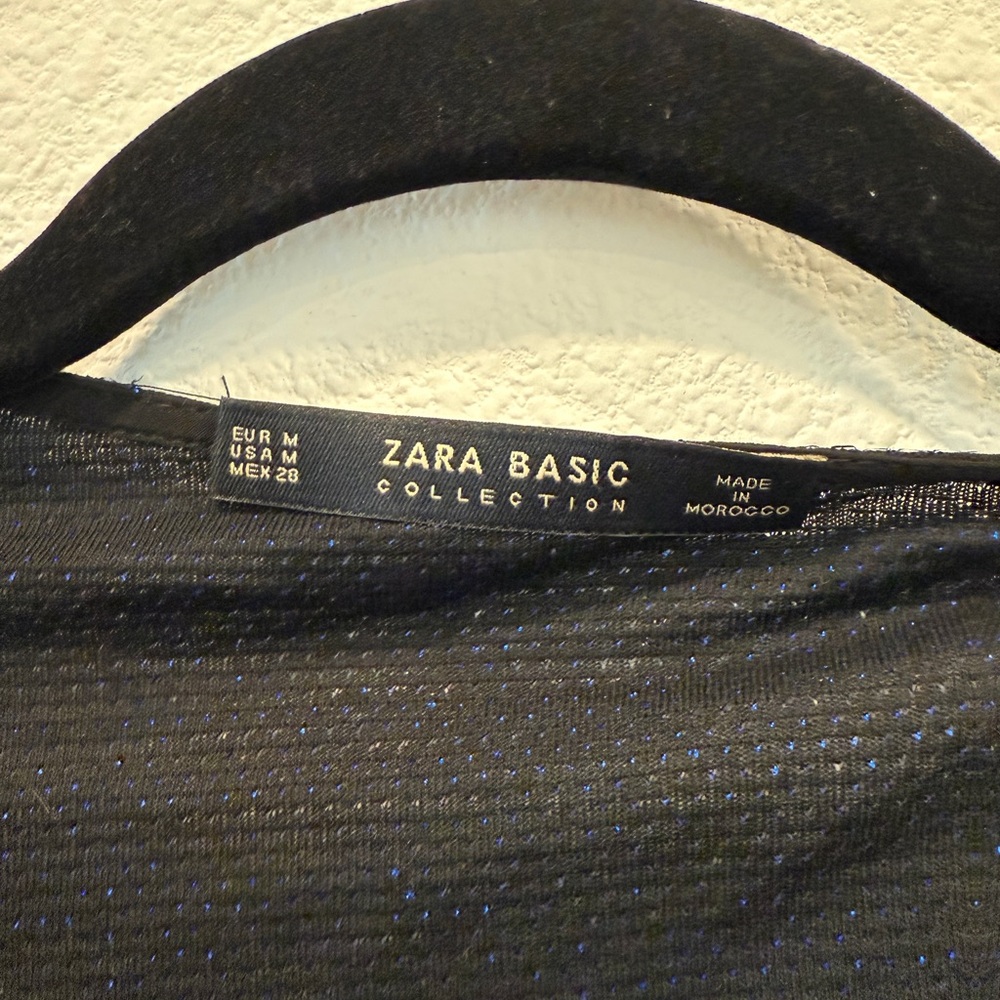 Zara Midnight Blue Shimmer Sparkle V-Neck Crossover Dress Size Medium - Picture 6 of 7